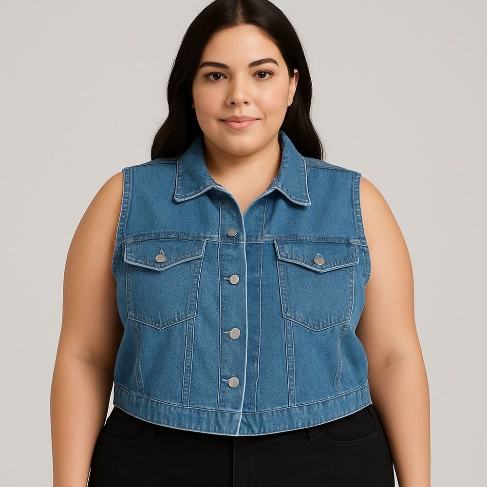 Studio Ease Vintage Denim Vest – Size 18W